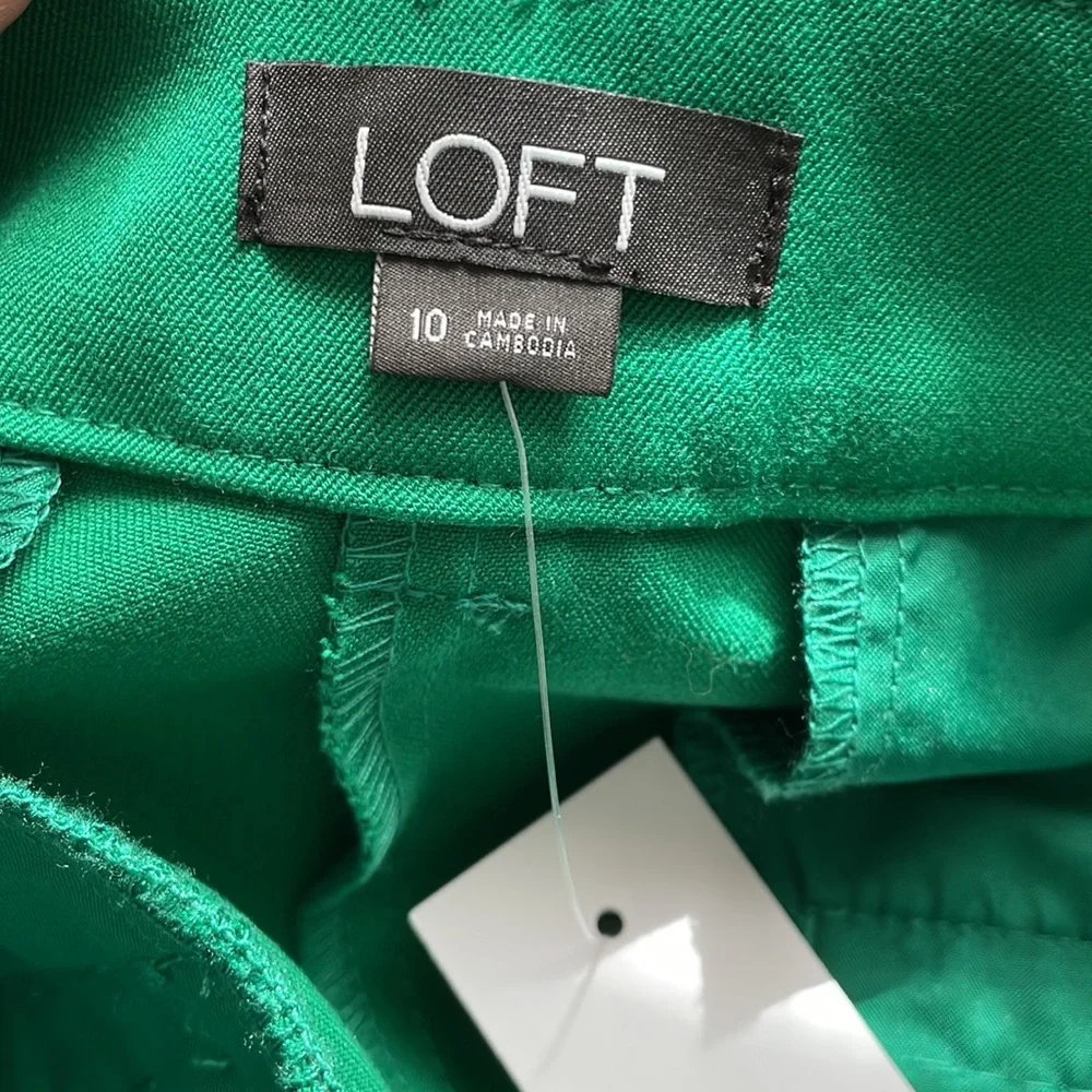 Loft sz 10 green ankle pants tie waist new with tags WP187_5